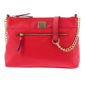 ANNE KLEIN "Vanity Top Crossbody" Style Red Faux Leather Shoulder Purse Bag